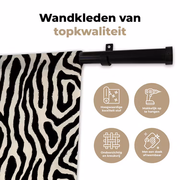 Zebra - Zwart - Abstract Wandkleed katoen klein 269 -sfeer2