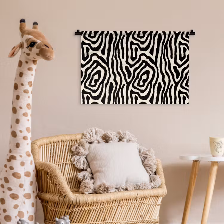 Zebra - Zwart - Abstract Wandkleed katoen klein 269 -wsfeer5_kind