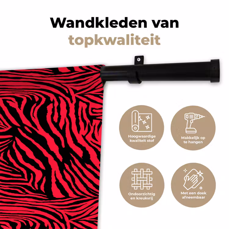 Zebra - Zwart - Roze - Neon Wandkleed katoen klein 269 -sfeer2