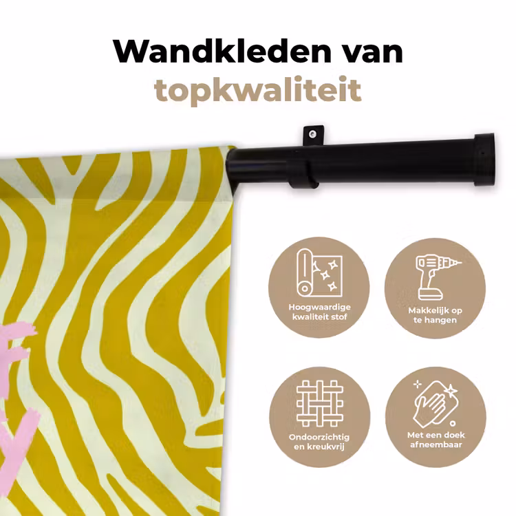 Zebraprint - Priority - Roze Wandkleed katoen klein -sfeer2