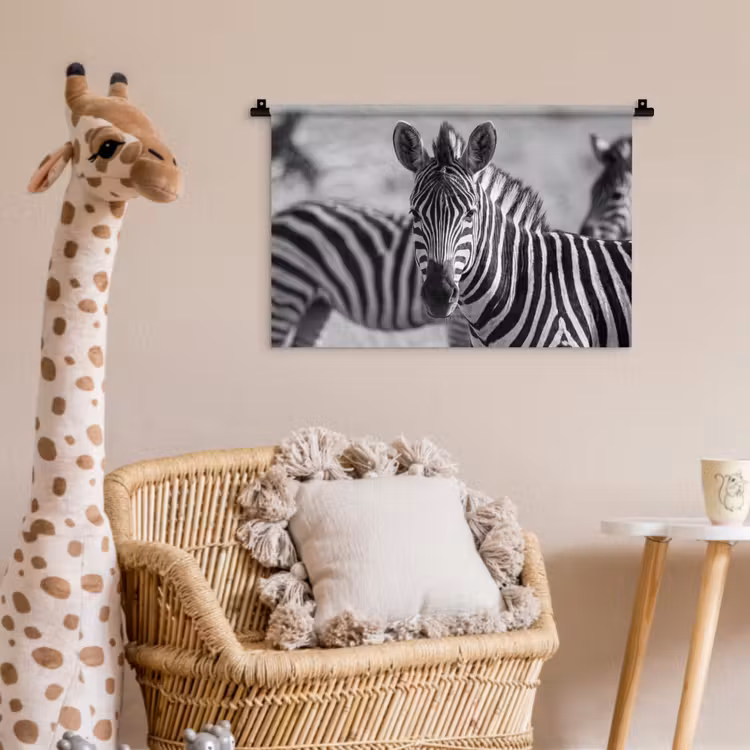 Zebra's - Zwart - Wit Wandkleed katoen klein -wsfeer5_kind