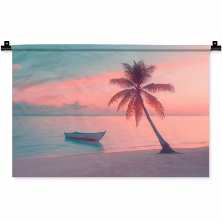 Zee - Boot - Zonsondergang Wandkleed katoen klein -zz3d