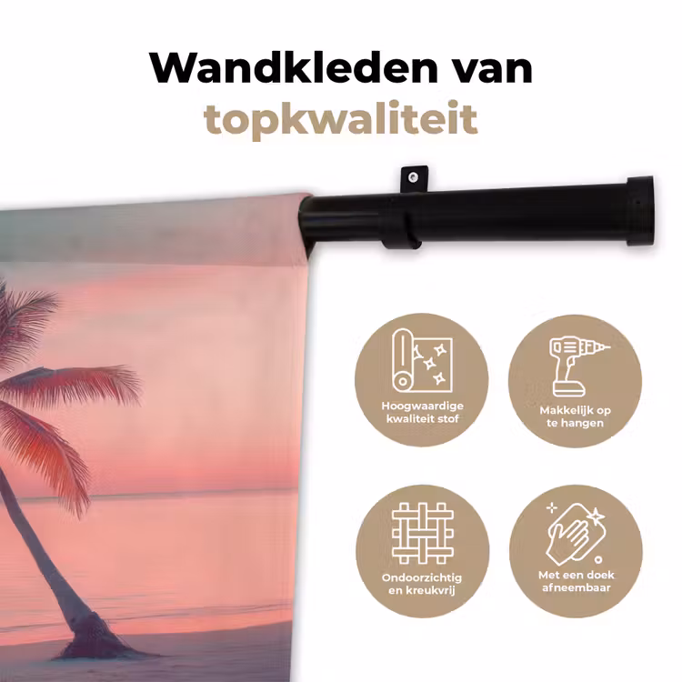 Zee - Boot - Zonsondergang Wandkleed katoen klein -sfeer2