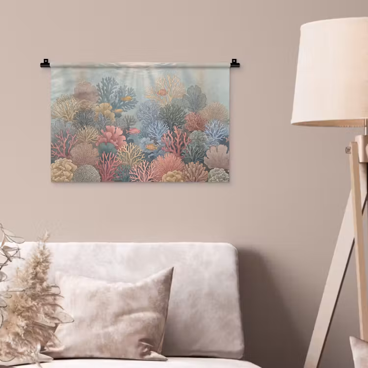 Zee - Koraal - Vis - Natuur - Kleurrijk Wandkleed katoen klein -sfeer4