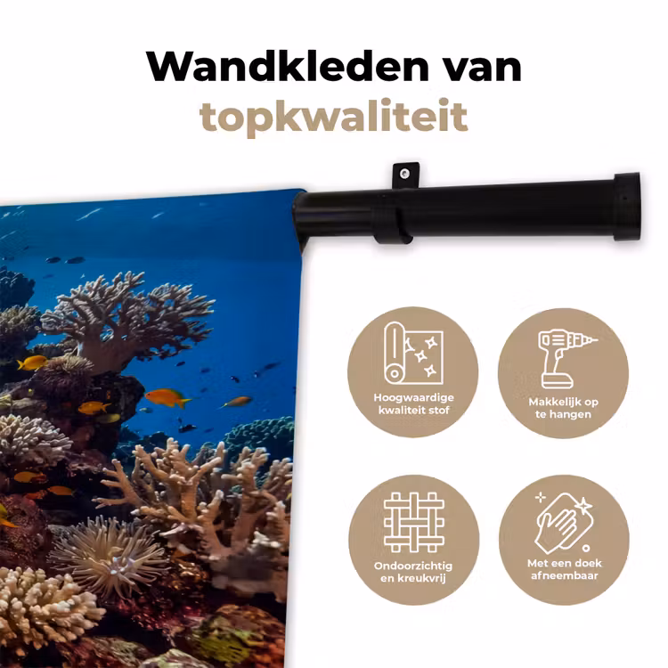 Zee - Koraalrif - Natuur - Levendig - Blauw Wandkleed katoen klein -sfeer2
