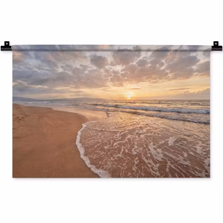 Zee - Kustlijn - Wolken - Landschap - Oranje Wandkleed katoen klein -zz3d
