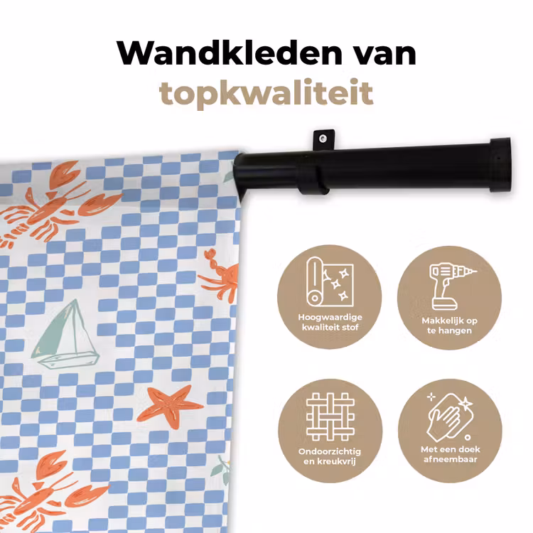Zee - Sfeer - Zeilboot - Blauw Wandkleed katoen klein 269 -sfeer2