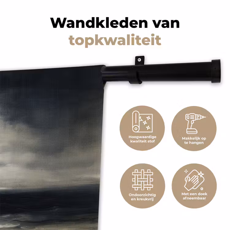 Zee - Rotsen - Storm Wandkleed katoen klein -sfeer2