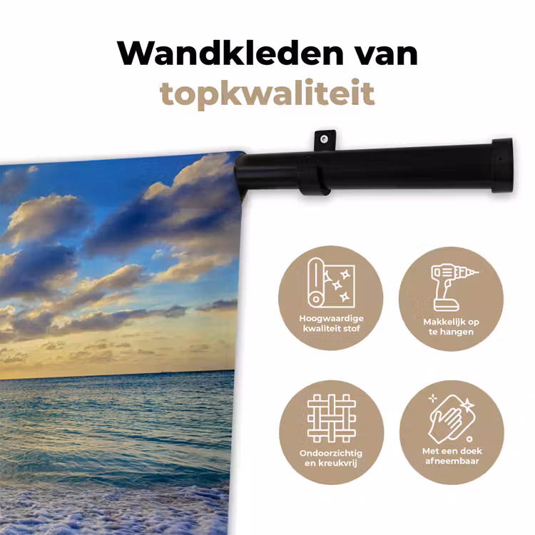 Zee - Strand - Wolken - Zon Wandkleed katoen klein -sfeer2