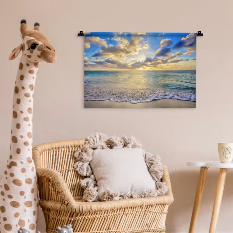 Zee - Strand - Wolken - Zon Wandkleed katoen klein -wsfeer5_kind