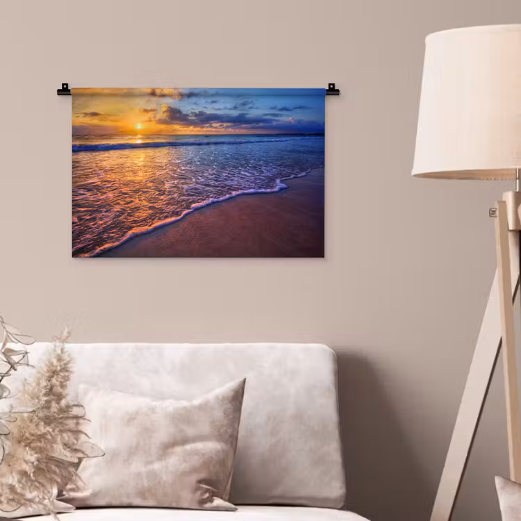 Zee - Strand - Zonsondergang - Wolken - Horizon Wandkleed katoen klein -sfeer4