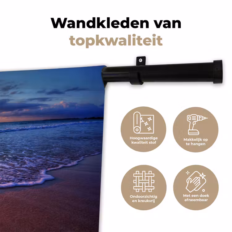Zee - Strand - Zonsondergang - Wolken - Horizon Wandkleed katoen klein -sfeer2