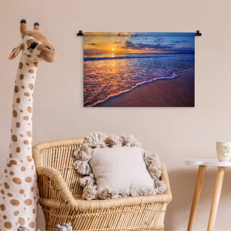 Zee - Strand - Zonsondergang - Wolken - Horizon Wandkleed katoen klein -wsfeer5_kind