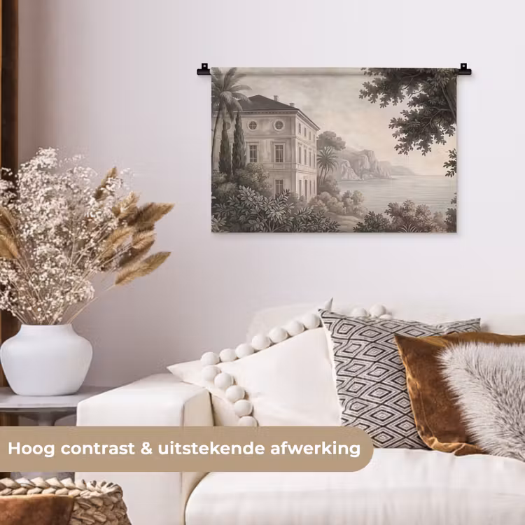 Zee - Villa - Beige Wandkleed katoen klein -sfeer1