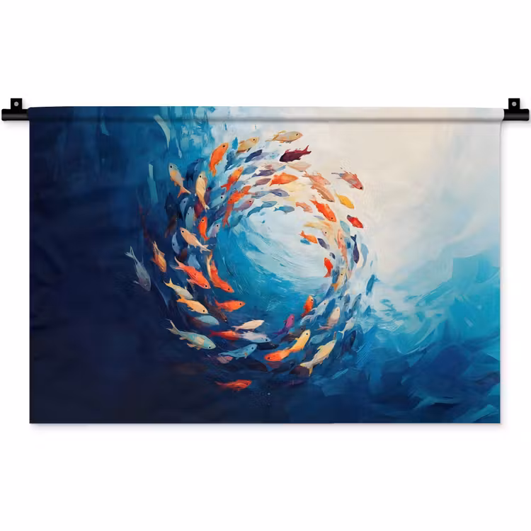 Zee - Vissen - Kleurrijk - Dynamisch Wandkleed katoen klein -zz3d