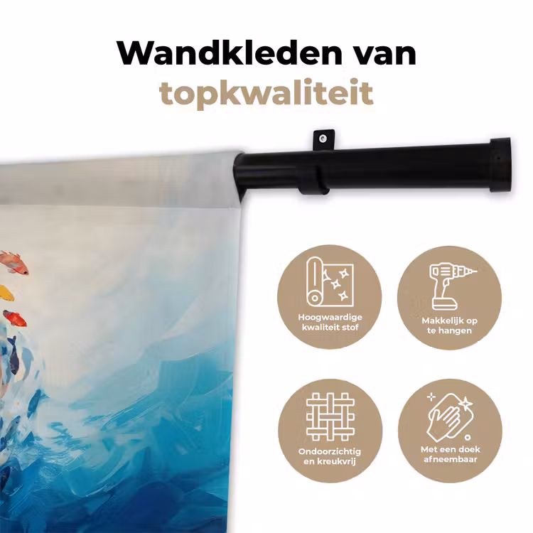 Zee - Vissen - Kleurrijk - Dynamisch Wandkleed katoen klein -sfeer2