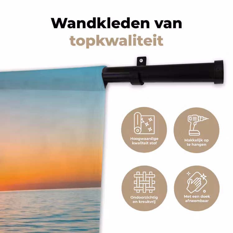 Zee - Zeilboot - Zonsondergang Wandkleed katoen klein -sfeer2