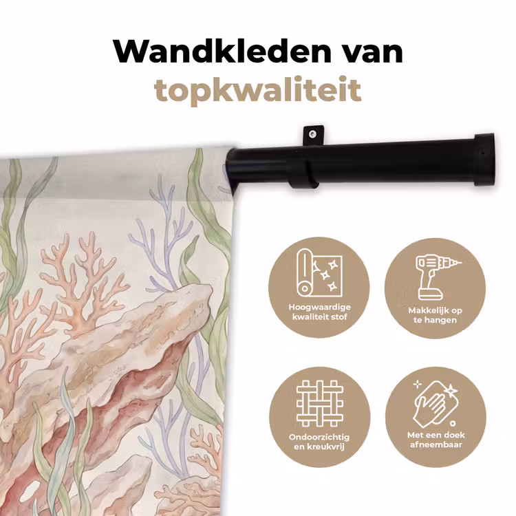 Zeeleven - Koraal - Onderwater - Illustratie - Kleurrijk Wandkleed katoen klein -sfeer2