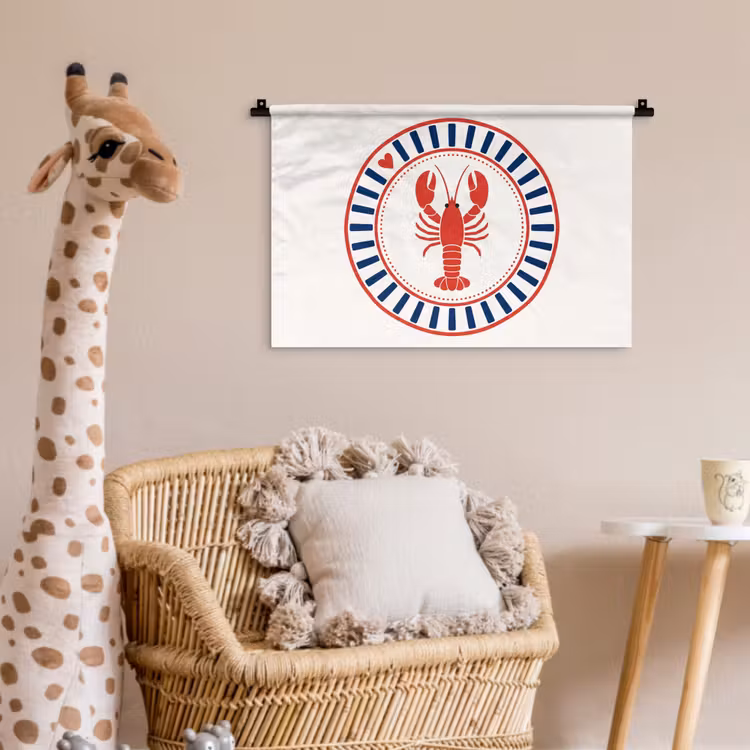 Zeeleven - Kreeft - Embleem - Grafisch - Rood Wandkleed katoen klein -wsfeer5_kind