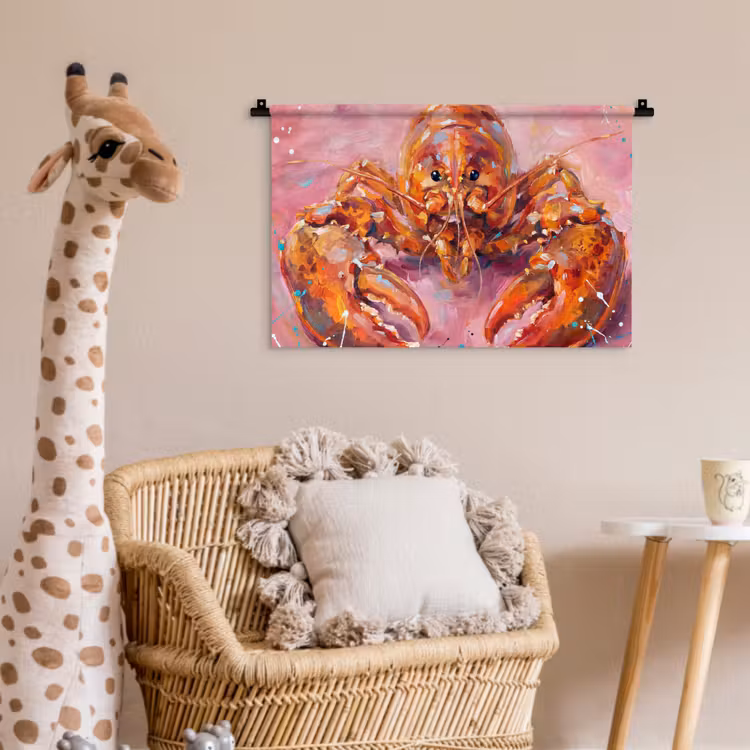 Zeeleven - Kreeft - Spatters - Abstract - Roze Wandkleed katoen klein -wsfeer5_kind