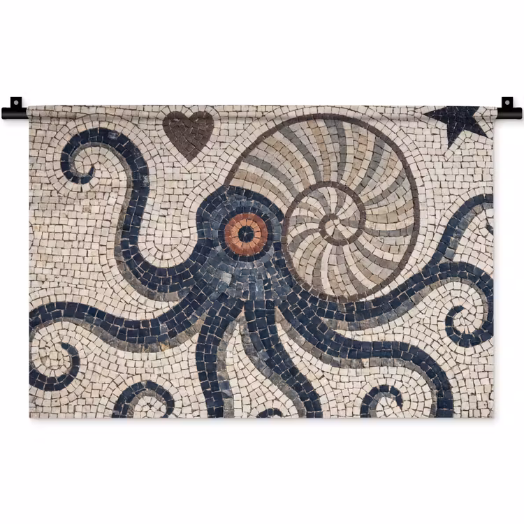Zeeleven - Mozaïek - Kunst - Vintage - Beige Wandkleed katoen klein -zz3d
