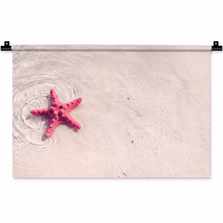 Zeeleven - Zeester - Strand - Roze - Water Wandkleed katoen klein -zz3d