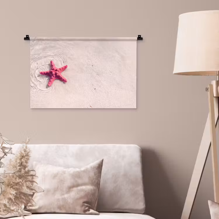 Zeeleven - Zeester - Strand - Roze - Water Wandkleed katoen klein -sfeer4