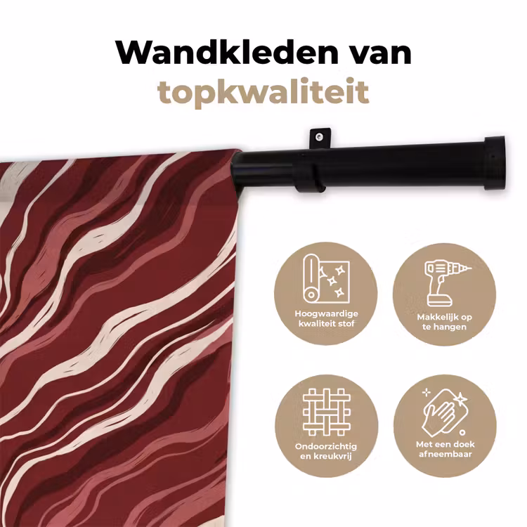 Zeepaardje - Golven - Zeeleven - Abstract - Oranje Wandkleed katoen klein -sfeer2