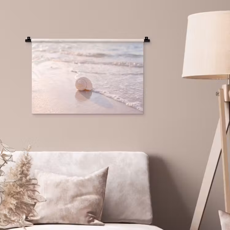 Zeeschelp - Strand - Zee - Natuur - Beige Wandkleed katoen klein -sfeer4