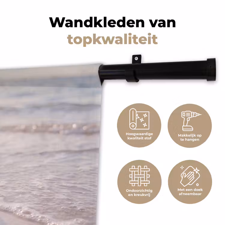Zeeschelp - Strand - Zee - Natuur - Beige Wandkleed katoen klein -sfeer2