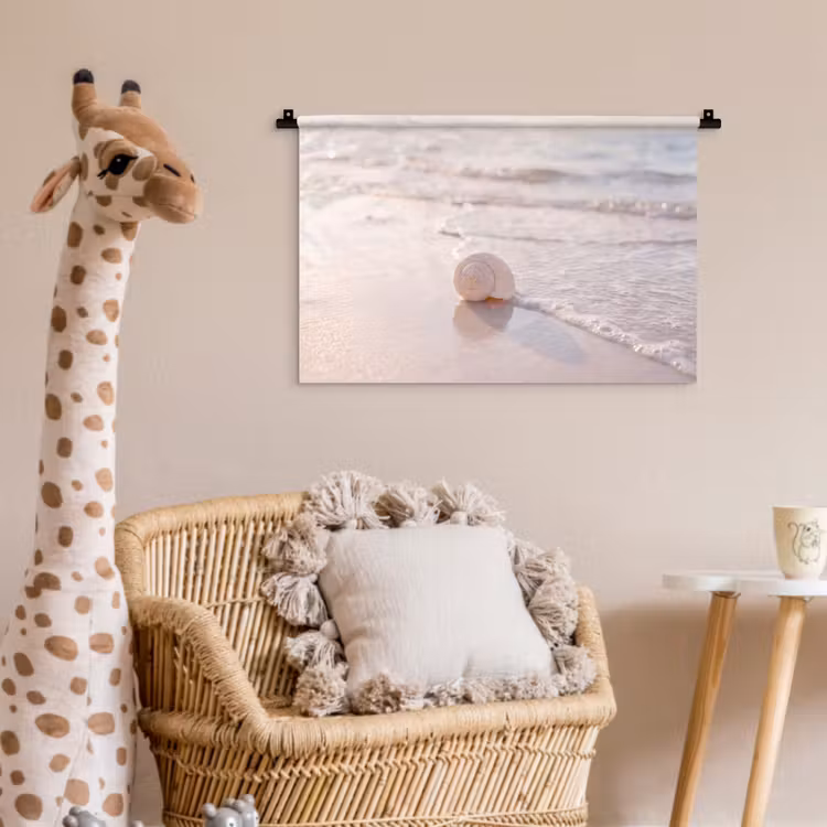Zeeschelp - Strand - Zee - Natuur - Beige Wandkleed katoen klein -wsfeer5_kind
