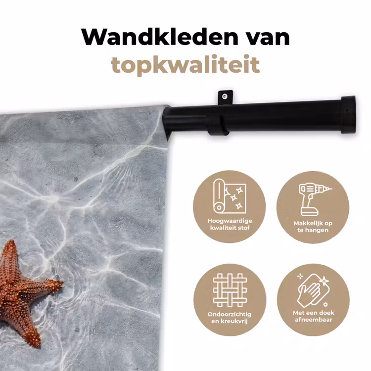 Zeesterren - Water - Helder Wandkleed katoen klein -sfeer2