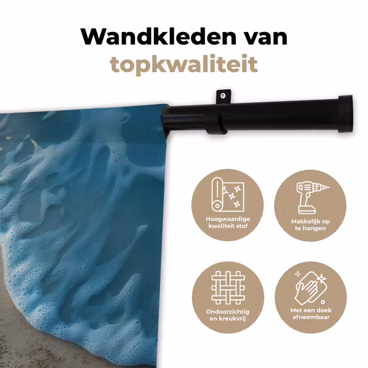 Zeesterren - Zand - Zee - Blauw Wandkleed katoen klein -sfeer2