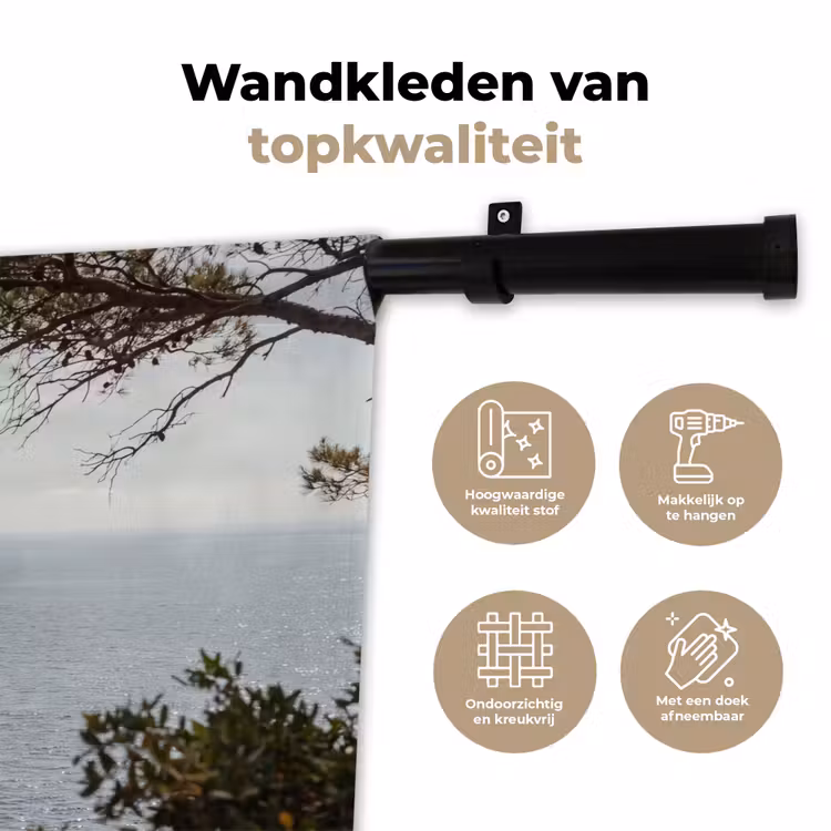 Wandkleed - Zeilboot - bomen - water - Zeilboot - bomen - water Wandkleed katoen klein