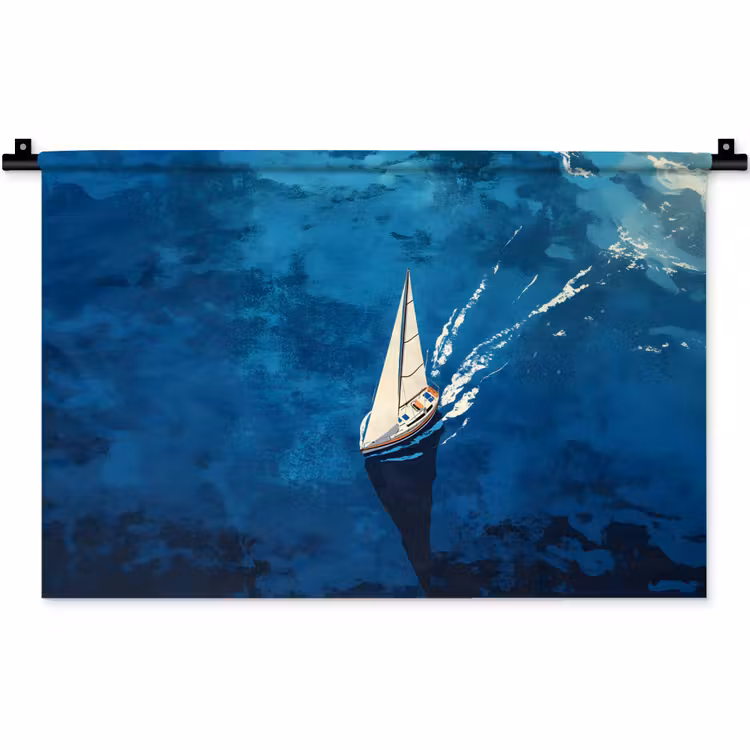 Zeilboot - Water - Abstract - Schaduw Wandkleed katoen klein -zz3d