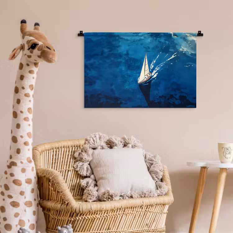 Zeilboot - Water - Abstract - Schaduw Wandkleed katoen klein -wsfeer5_kind
