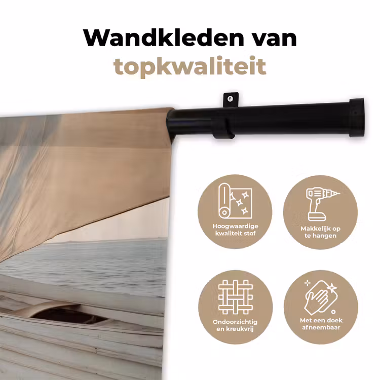 Zeilboot - Zee - Beige - Zon Wandkleed katoen klein -sfeer2
