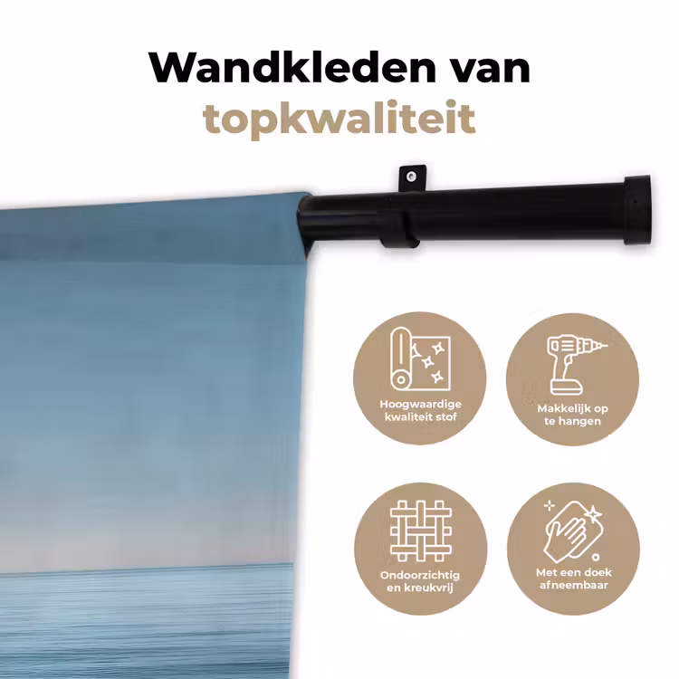 Zeilbootje - Kalme zee - Helderblauwe hemel Wandkleed katoen klein -sfeer2