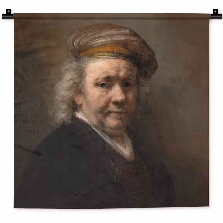 Zelfportret - Schilderij van Rembrandt van Rijn Wandkleed katoen klein -zz3d