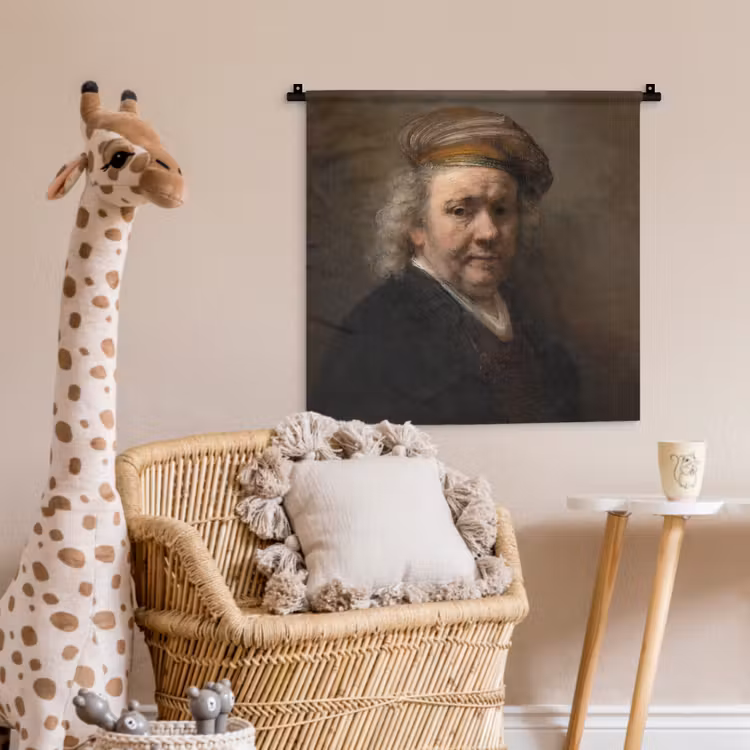 Zelfportret - Schilderij van Rembrandt van Rijn Wandkleed katoen klein -wsfeer5_kind