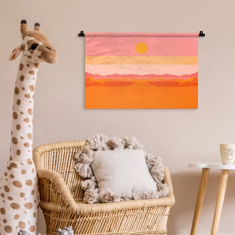 Zon - Abstract - Landschap - Oranje Wandkleed katoen klein -wsfeer5_kind