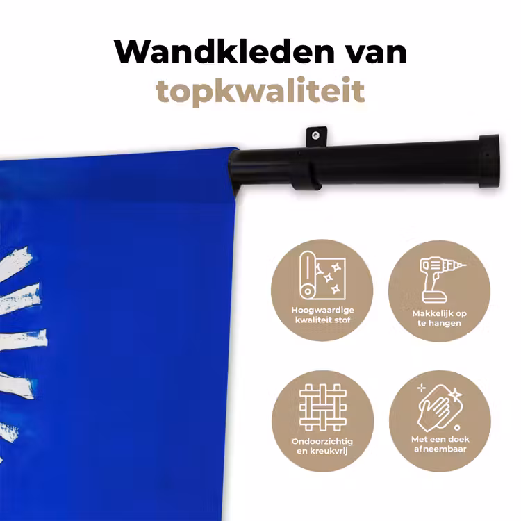 Zon - Gezicht - Penseelstructuur - Blauw Wandkleed katoen klein -sfeer2