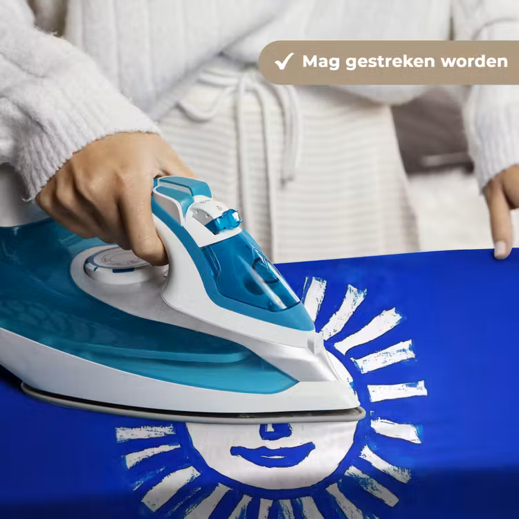 Zon - Gezicht - Penseelstructuur - Blauw Wandkleed katoen klein -sfeer9