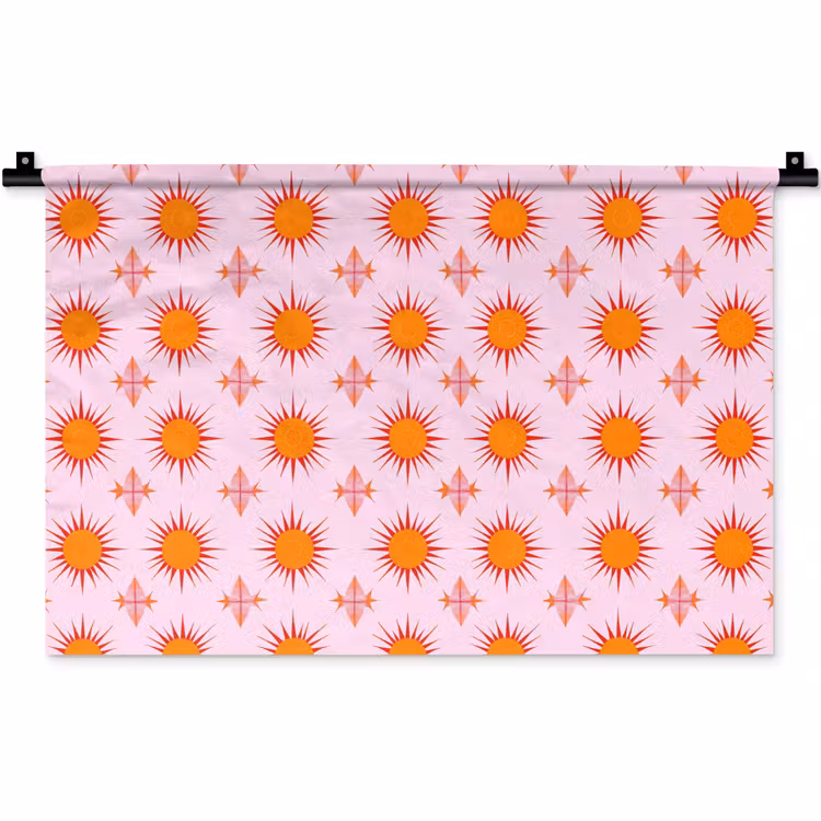 Zon - Patroon - Roze Wandkleed katoen klein 269 -zz3d