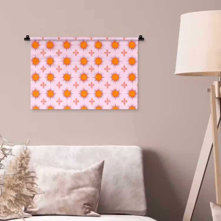 Zon - Patroon - Roze Wandkleed katoen klein 269 -sfeer4