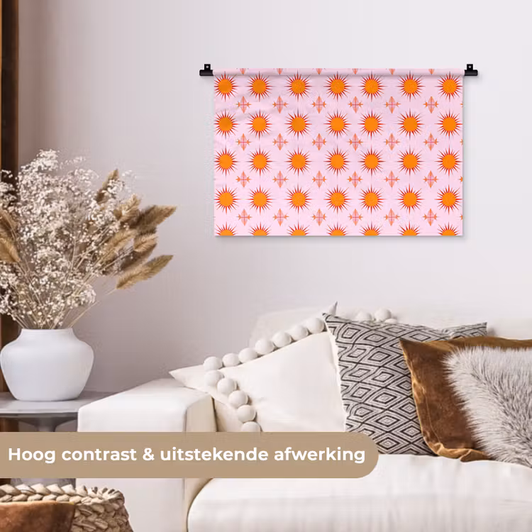Zon - Patroon - Roze Wandkleed katoen klein 269 -sfeer1