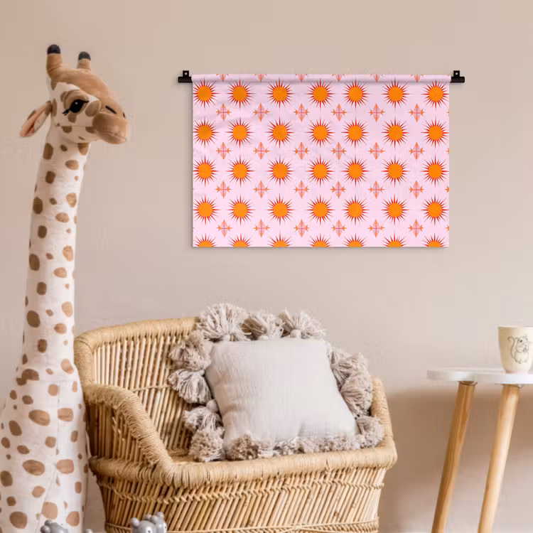 Zon - Patroon - Roze Wandkleed katoen klein 269 -wsfeer5_kind