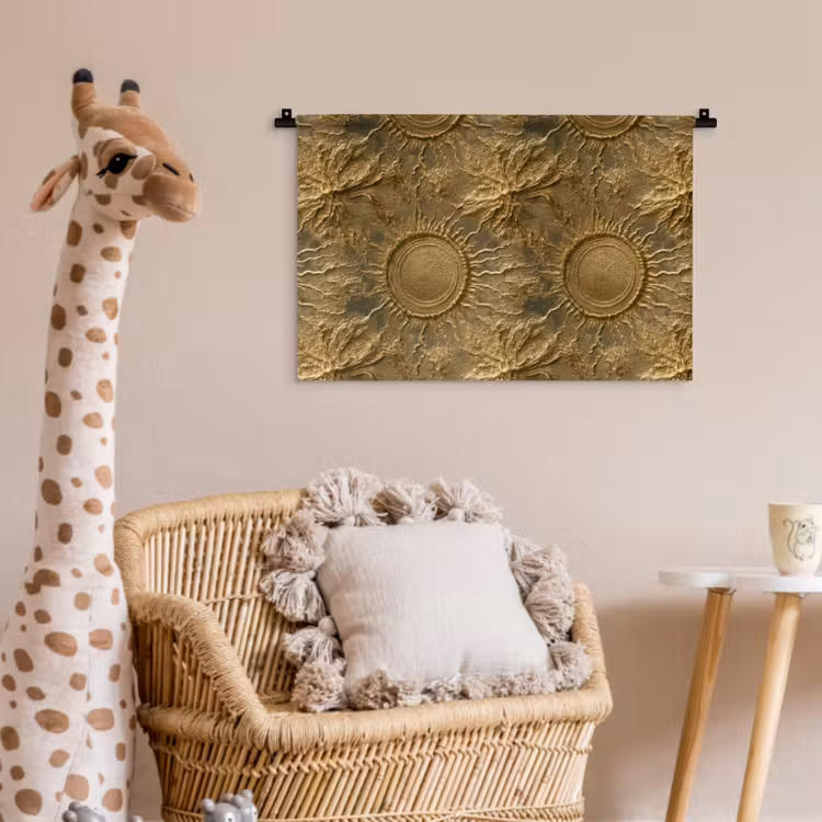 Zon - Reliëf - Antiek - Goud Wandkleed katoen klein 269 -wsfeer5_kind