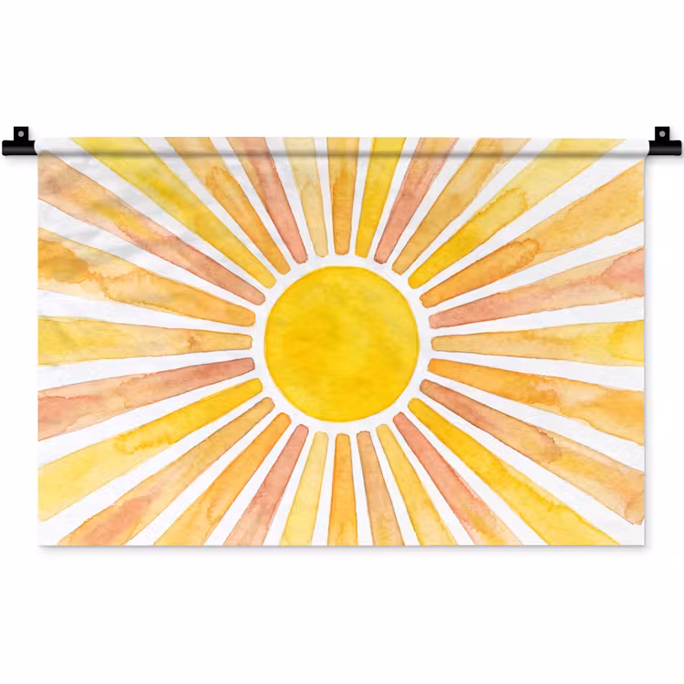 Zon - Stralen - Aquarel - Geel - Abstract Wandkleed katoen klein -zz3d