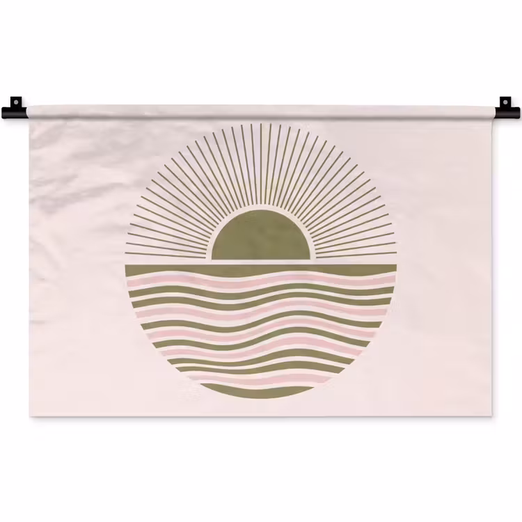 Zon - Zee - Abstract - Modern - Roze Wandkleed katoen klein -zz3d